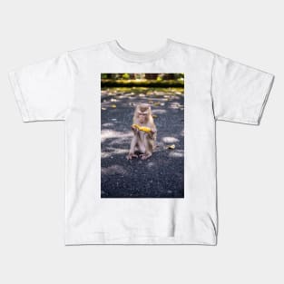 Little cheeky monkey with banana Kids T-Shirt